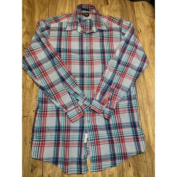 John Martin XL-Tall Men's Long Sleeve Plaid Country‎ Western Button Up Shirt USA - Picture 2 of 13
